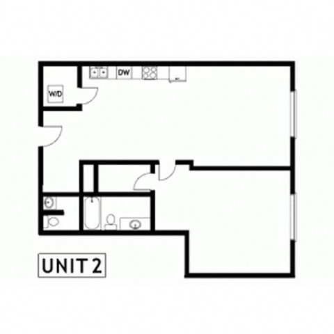 Floor plan for 1 bed, 1.5 baths, 1159 sqft